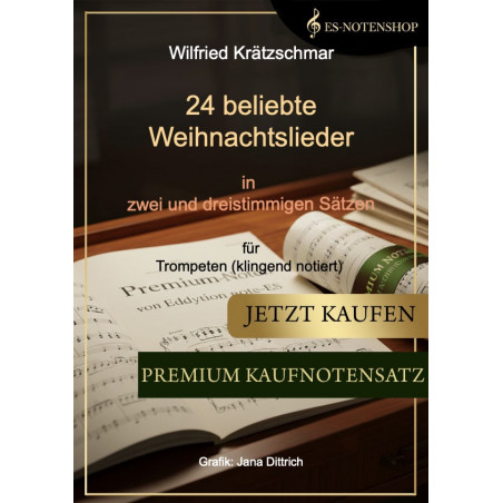 24 beliebte Weihnachtslieder zu zwei und drei Trompeten klingend notiert.